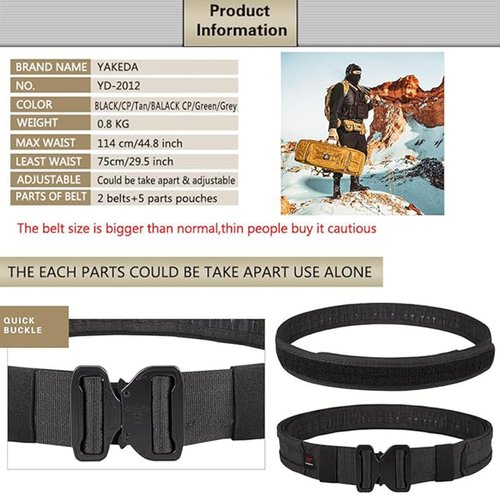 CrogaGear Tactical Battle Belt with Quick Release & Accessory Pouches - 7 in 1 Duty Belt for Men (CP)