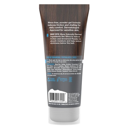 Every Man Jack Anti Chafe Gel for Men - Chafing & Friction Protection for Daily Comfort - Made w/ Naturally Derived Ingredients Like Silica & Arrowroot Powder - Unscented - 3 Fl Oz (1 Pack)