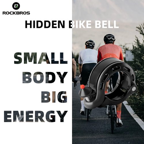 ROCKBROS Bike Bell, Hidden Bicycle Bell with Clear& Long Sound, Durable MTB Bell for 22.2/25.4/31.8 mm Standard Handlebar Size, More Than 100DB, Bike Horn for Adults or Kids Bike
