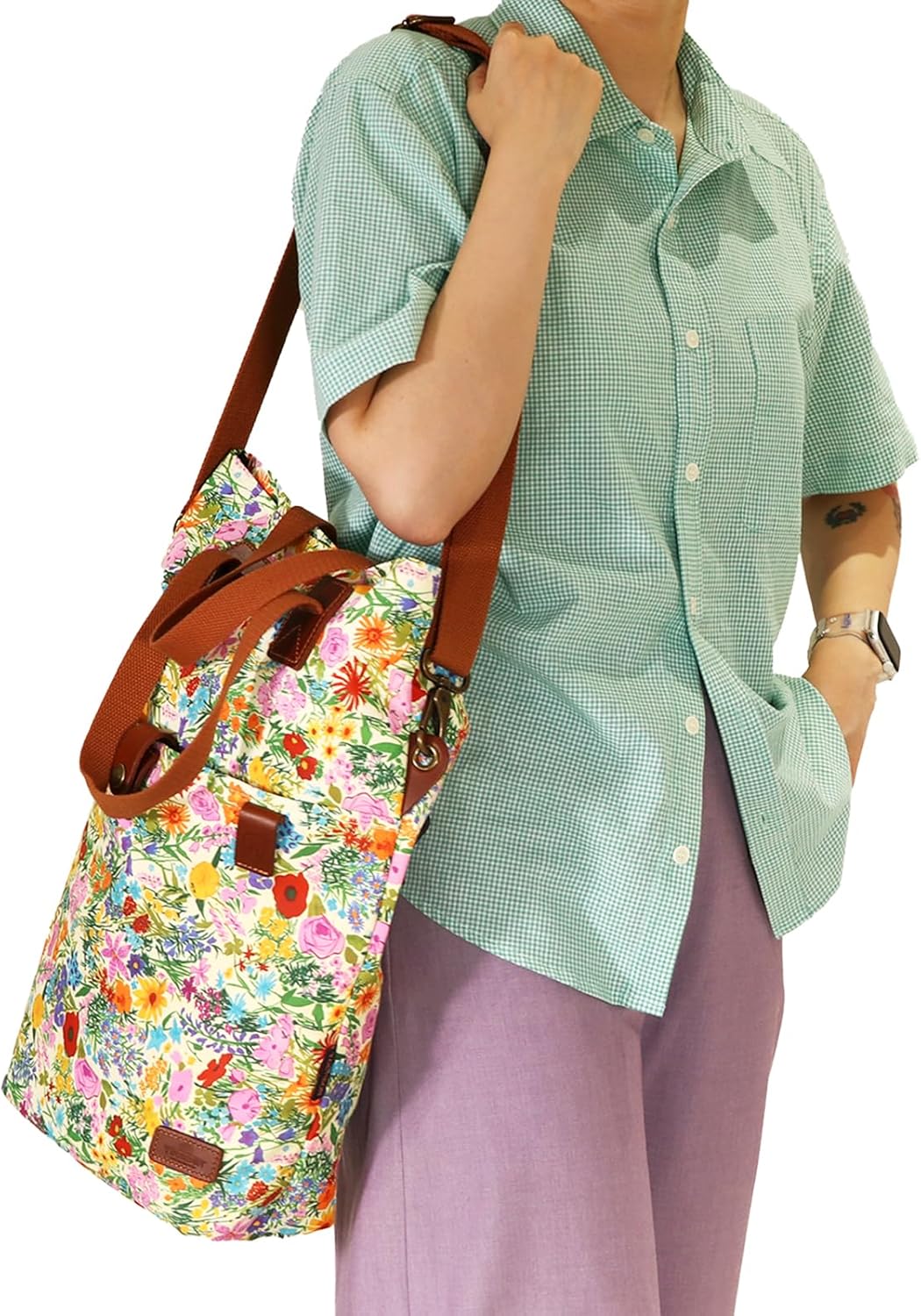 TOURBON Canvas Clip-On Quick-Release Bike Panniers Women's Shoulder Tote Bag