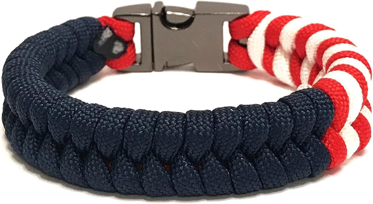 USA American Flag Mens Jewelry Paracord Survival Bracelet with Metal Buckle (Size 8.5)