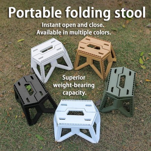QUMOX Step Stool for Adults, Folding Step Stool with Load Capacity of 220 Pounds, Small Steps Conveniently used as Stools to Sit on for Camping/Outdoor/Indoor/Bedroom/Bathroom (ArmyGreen)