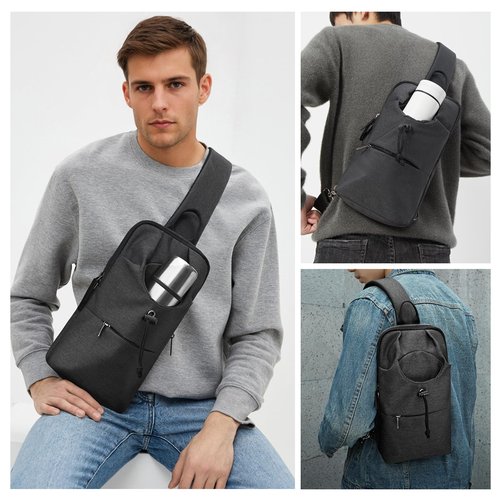 Beamyth Crossbody Sling Backpack for Men Women Sling Bag Multipurpose Travel Hiking Cross Body Chest Bag (Black)