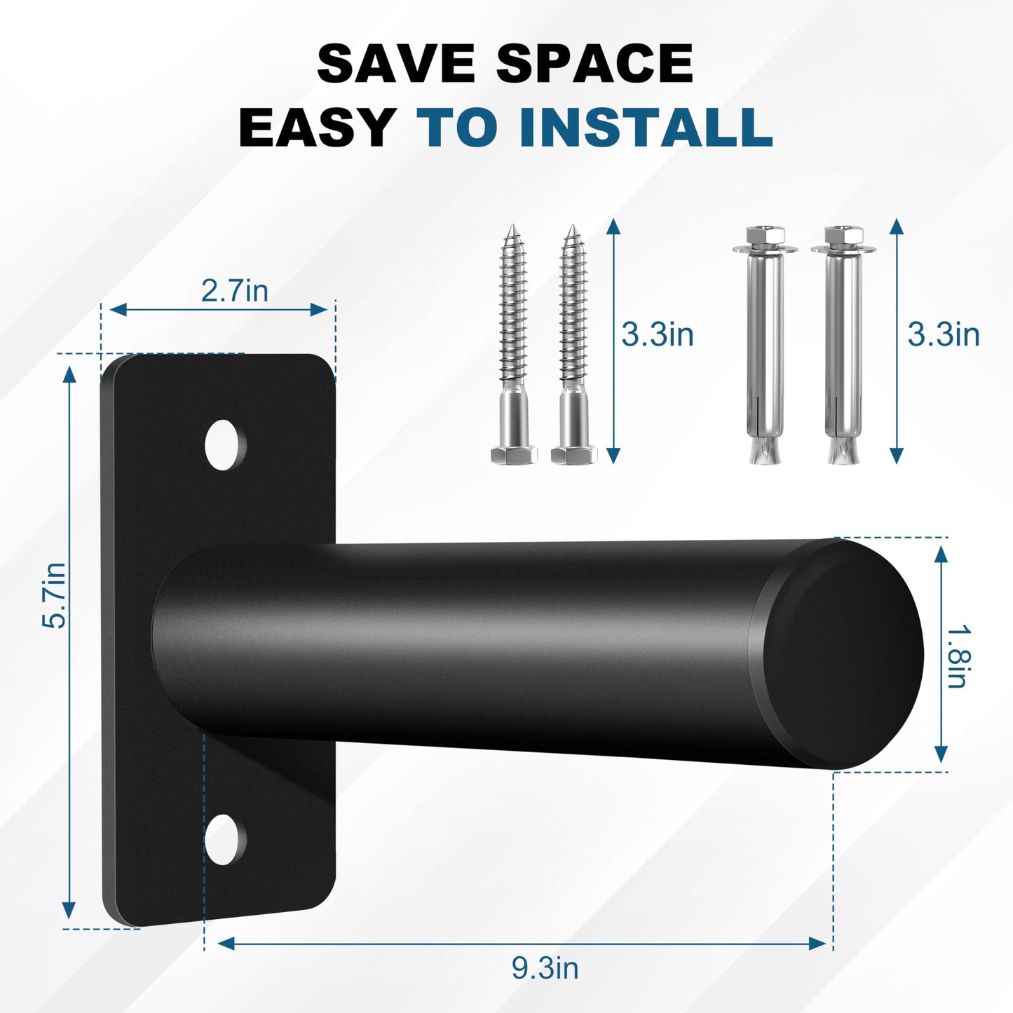 EVERYMATE Weight Plate Holder: Wall Mounted Weight Rack Storage for Olympic Weight Plate,Home Gym Organizer（Upgrade Length and Thick Steel）