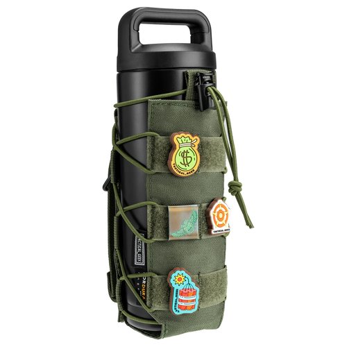 TACTICAL GEEK EXT11 Water Bottle Pouch, Portable Water Bottle Carrier, Drawstring Travel Bottle Holder, Adjustable Outdoor Sports Kettle Carrier Holster, Molle Water Bottle Holder for Backpack (Green)