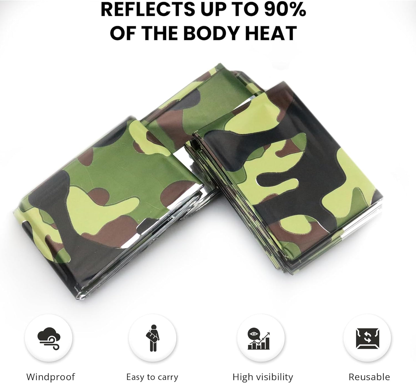 Primacare HB-10 Emergency Mylar Thermal Blankets – 10 Pack, 84" x 52", Silver – Reflective, Waterproof, Retains 90% Body Heat – for Survival, First Aid, Outdoors, Camping, EMS