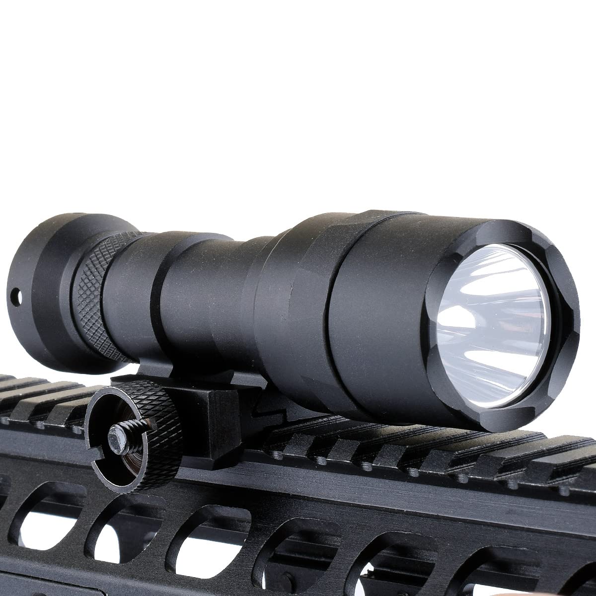 KECPVLI Tactical LED Mini Scout Weaponlights Single Mode Hunting Light with Pressure Switch and Rifle Mount Black
