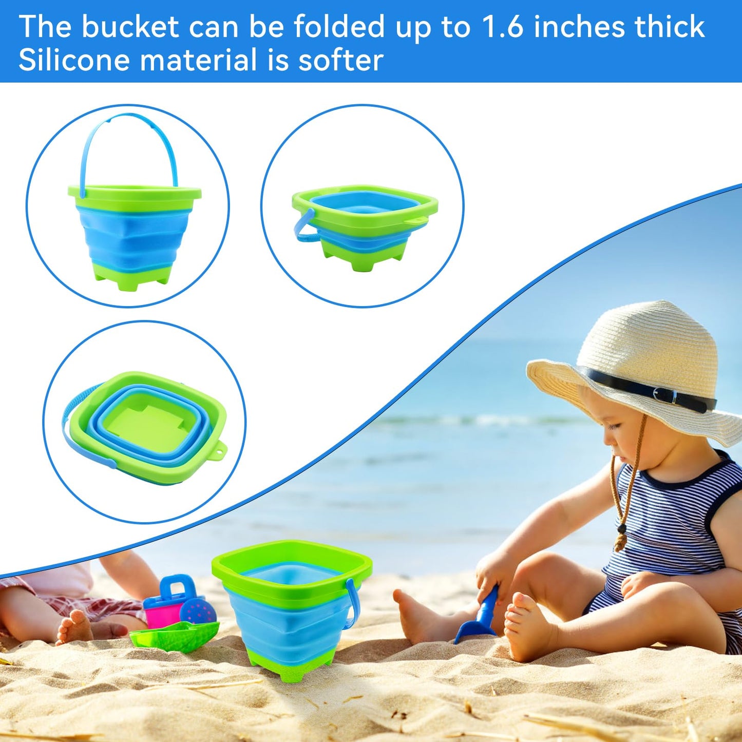 Autokcan 2PCS Fishing Net with Bucket, Telescopic Fishing Landing Net, Collapsible Kids Sand Bucket, Kids Fish Butterfly Catching for Freshwater Saltwater Outdoor Activities