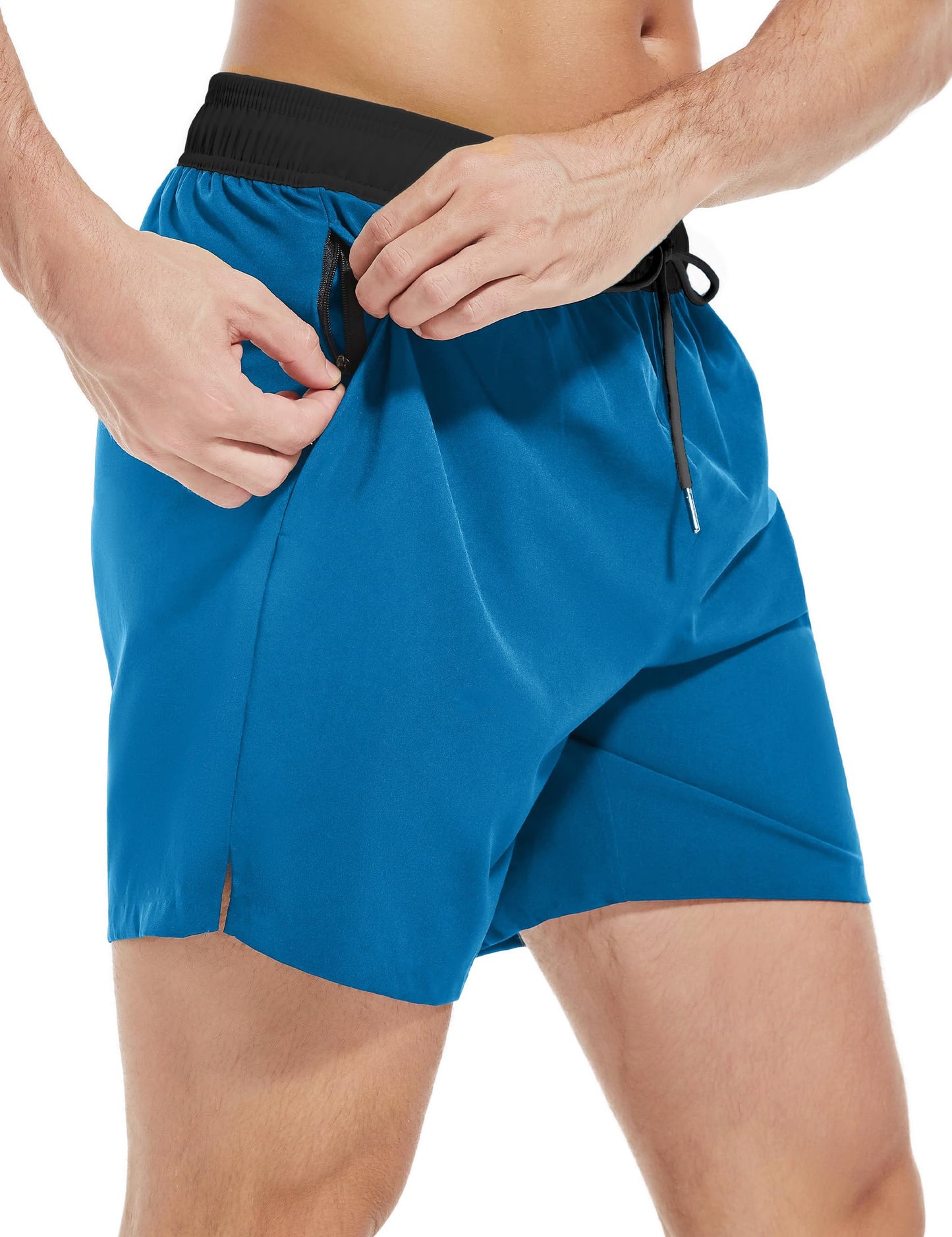 YGDHST Men's Gym Shorts 5 Inch Lightweight Athletic Quick Dry Workout 2 in 1 Shorts Mesh Running Athletic Shorts Basketball Hiking Fluorescent Green