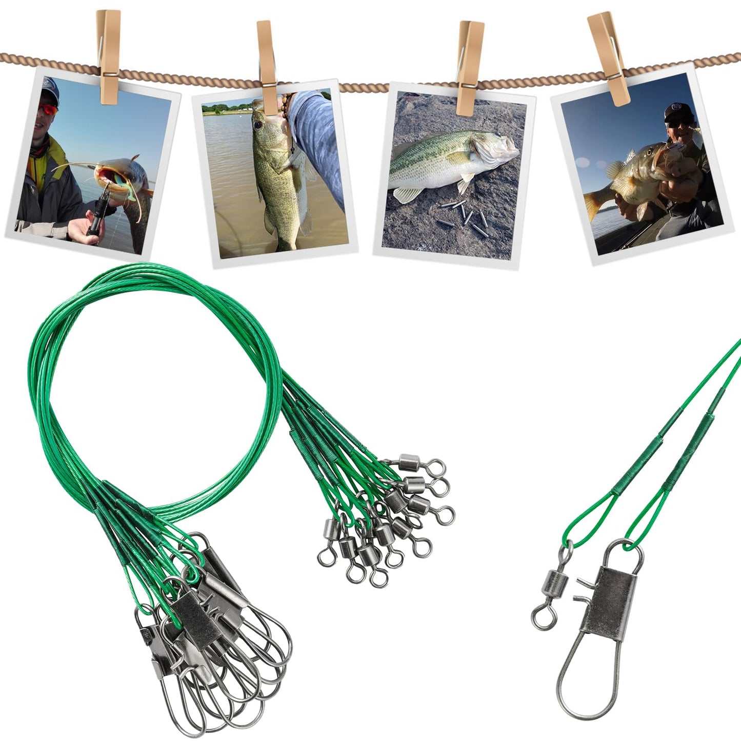 AMYSPORTS Saltwater Steel Leaders Fishing Rigs Heavy Duty Wire Leader Lures High Strength Fishing Leader Freshwater Black Nickel #4 50lb 11.8in 30pcs