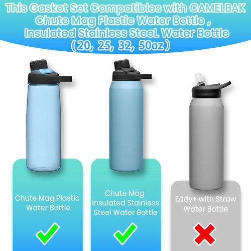 BOSORIO 3 Sets Gaskets Compatible with Camelbak Chute Mag Water Bottle 20oz 25oz 32oz 50oz, Replacement Rubber Seal Part for Magnetic Cap Spout Lid