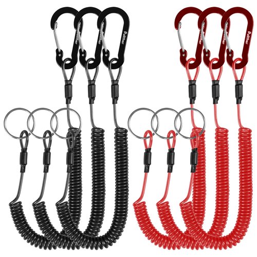 Pullther fishing Coiled Lanyard,Fly Fishing Lanyard with Carabiner,Retractable Tool Lanyard,Anti Loss Key Lanyard,Tool Lanyards for Hand Tools,for Pliers,Fishing Shears,Fishing Accessories.