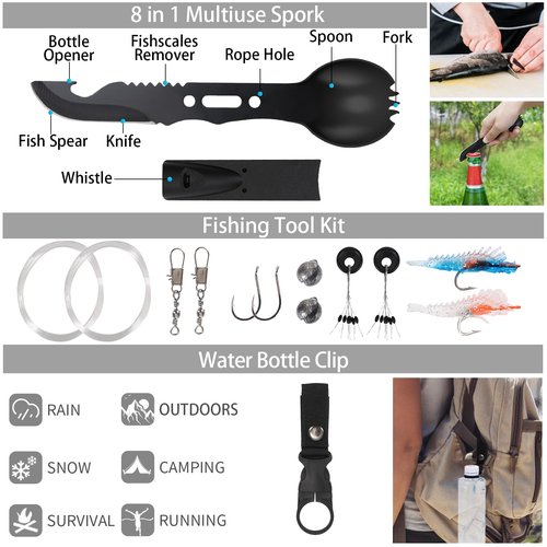 GPUSFAK Emergency Survival Kit, 144pcs Survival Gear with Molle Pouch for Camping Hiking for Men