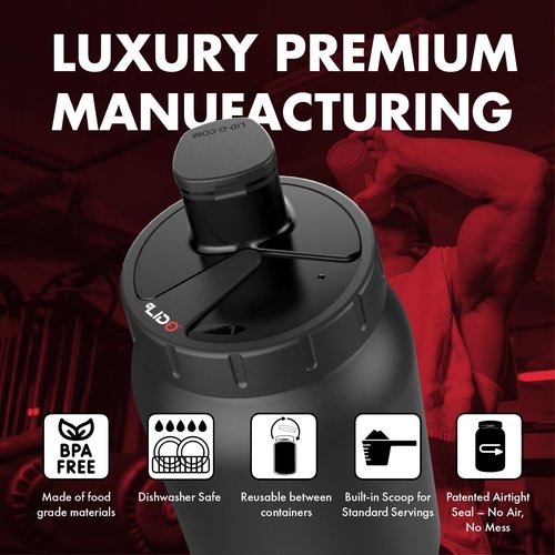 MYLIDO Protein Dispenser Scoop Powder Dispense Supplement Funnel Universal Size Fits All Brands, Pre and Post Workout BPA Free Hands Clean Attachment Container Lid MyLid-O