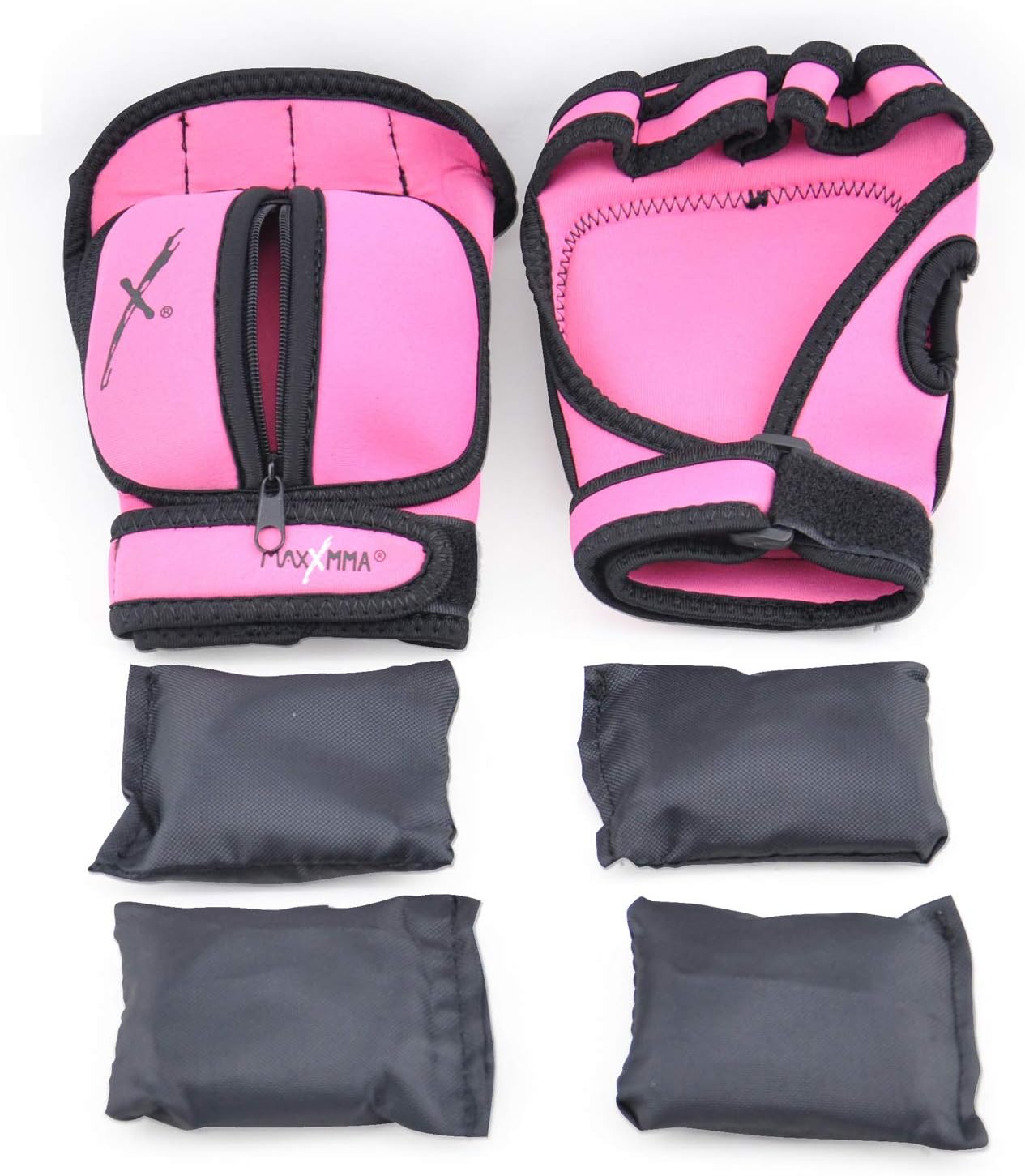 MaxxMMA Adjustable Weighted Gloves, 2 lb. Set - Removable Weight (2 x 0.5 lb. Each Glove) for Sculpting MMA Kickboxing Cardio Aerobics Hand Speed Coordination Shoulder Strength