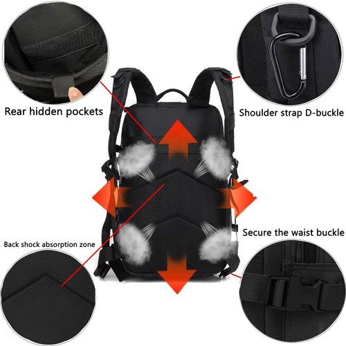 Military Tactical Backpack for Men and Women Large Army 3 Day Pack Molle Bag Backpacks bag 45L with MOLLE System for Travel,Work,Camping,Hunting,Hiking,Sports(Black)