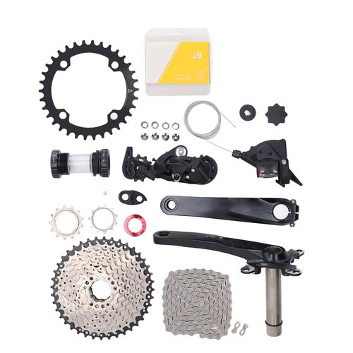 Topyond 9 Speed Groupset 11 to 40T Bike Speed Cassette Crank Shift Freewheels Bike Lever Rear Derailleur Chain Set for MTB Mountain Bike (34T Chainring)