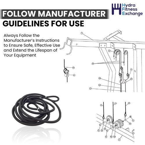Hydra Fitness Exchange Tension Floating Pulley Bungee Guide Elastic Cable Cord 3/16" X 72 6271801 Works with Home Gym