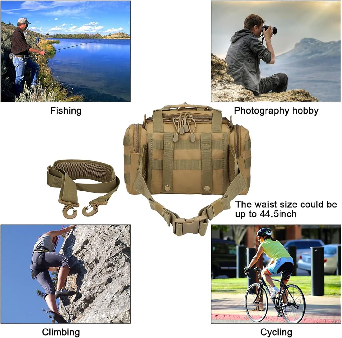 G4Free Sport Outdoor Waist Pack Tactical Sling Bag Hiking Fanny Pack Fishing Tackles