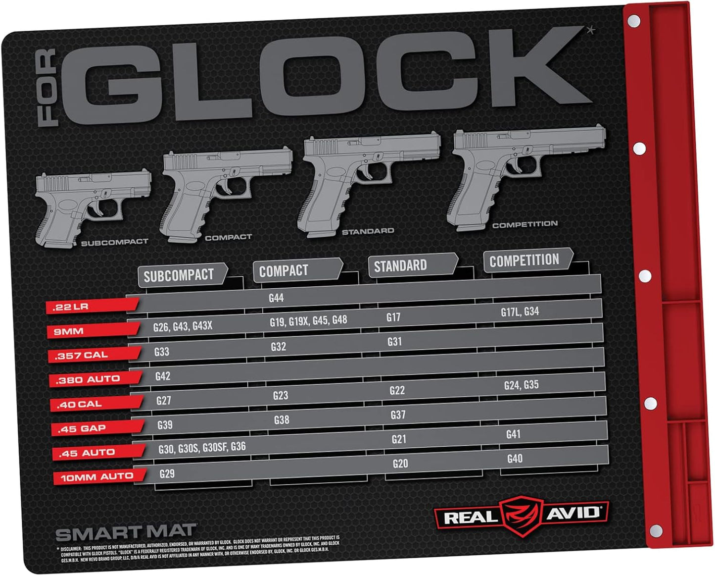 Real Avid Gun Cleaning Mat 19" x 16" with Magnetic Parts Tray | 1911, Glock, Smith & Wesson M&P or Sig Sauer P365 & P365XL (Choose Style Below)