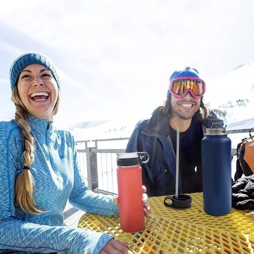 Lids with Straw for Hydroflask Wide Mouth 16oz, 18oz, 20oz, 32oz, 40oz, and 64oz, Flex Straw Lid Fit for Hydro Flask Sports Water Bottles, Flexible Handle Replacement Lid Straws Cap Top Accessorie