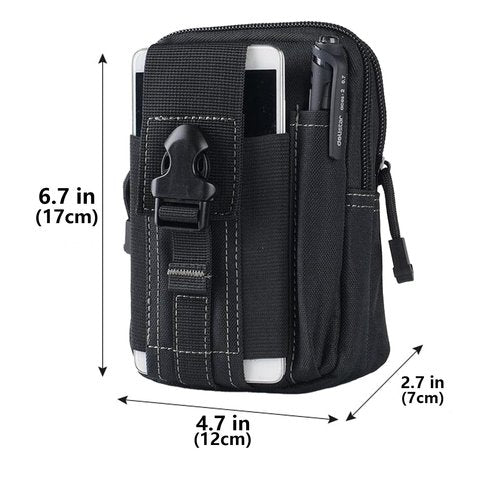 Tactical Molle Phone Pouch EDC Utility Belt Pouch Waist Bag with Phone Belt Clip Holder Holster Carrying Pouch for Smartphone (Black)