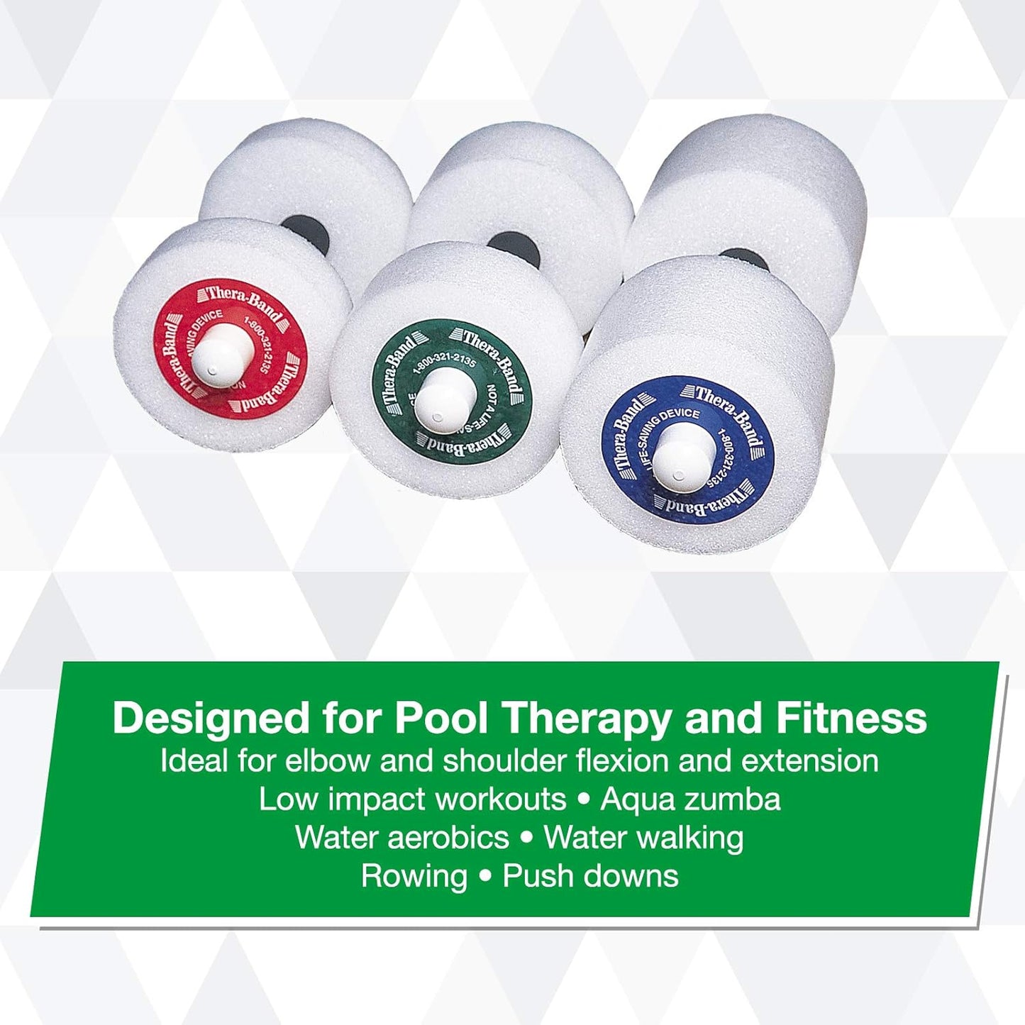 THERABAND Aquatic Hand Bar Dumbbell Weight, Padded Grip for Pool Aerobics, Therapy, Fitness, Workouts