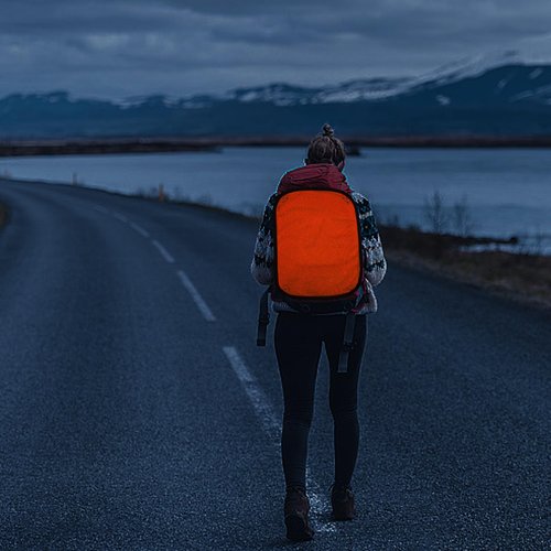 Blaze Orange Safety Panel,Blaze Orange Mesh Safety Panel with Reflective Strips,Orange Tent Backpack Cover Safety Panel,Outdoors Safety Panel for Field Hiking Camping Biking Traveling (L: 8"x20")