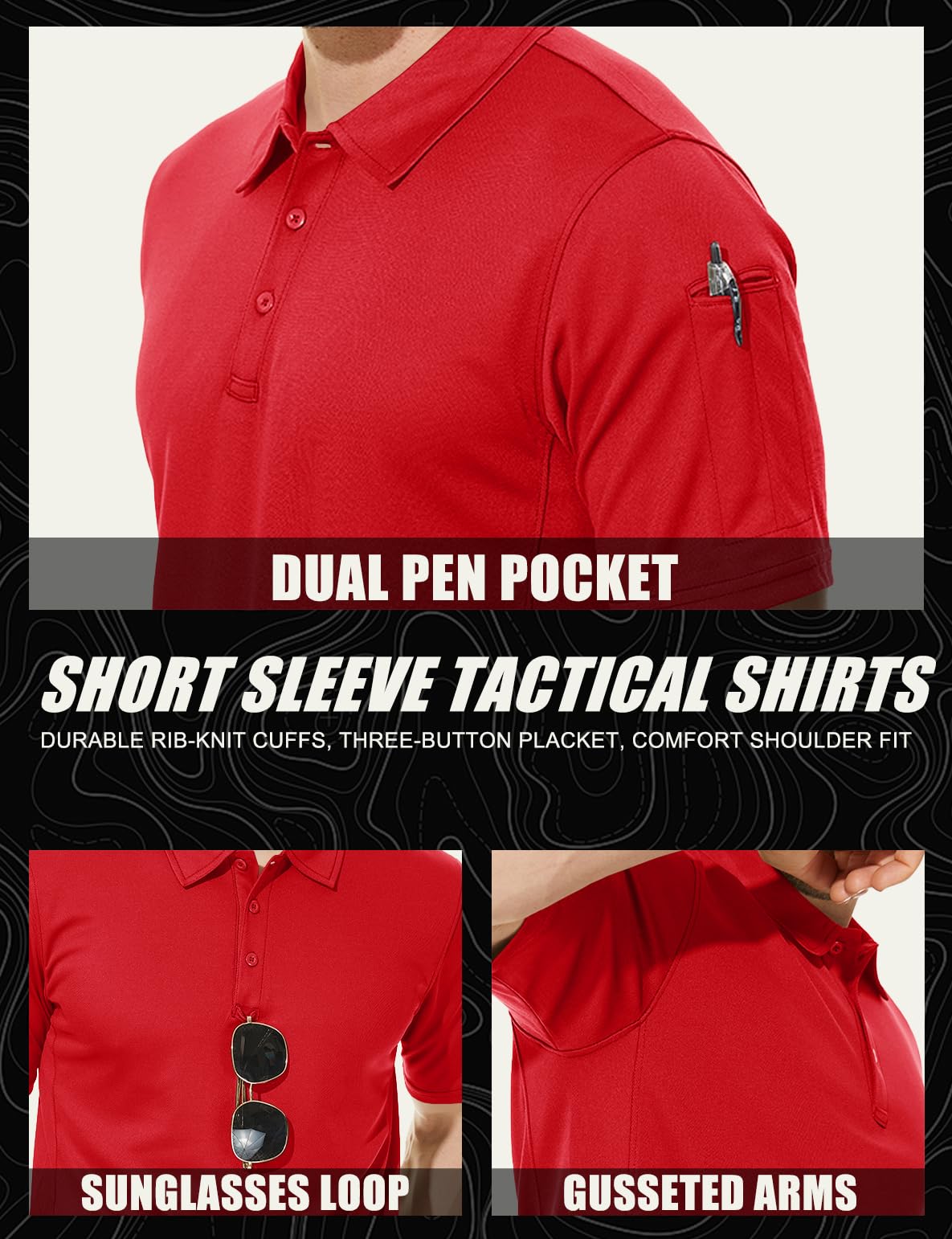 MAGCOMSEN Mens Golf Polo Shirts Short Sleeve Shirts Golf T Shirts for Men Casual Shirts Fishing Shirts Work Shirts Quick Dry Shirts Summer Shirts Golf Polo Shirts for Men