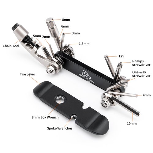 Bike Multitool - Bike Chain Tool/Torx/Hex/Screwdriver - Bicycle Multitool Kit Compact and Lightweight Repair Tools for Road and Mountain Bikes (Black)