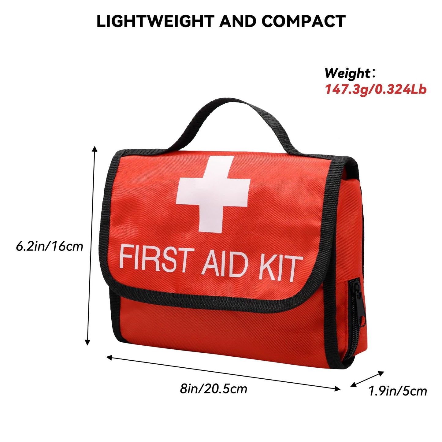 Faylapa Empty First Aid Bag Travel Essentials Medical Pouch 8.07x6.29x1.96 inch Bag Foldable for Travel, Home, Office, Vehicle, Camping, Outdoor (Bag Only)