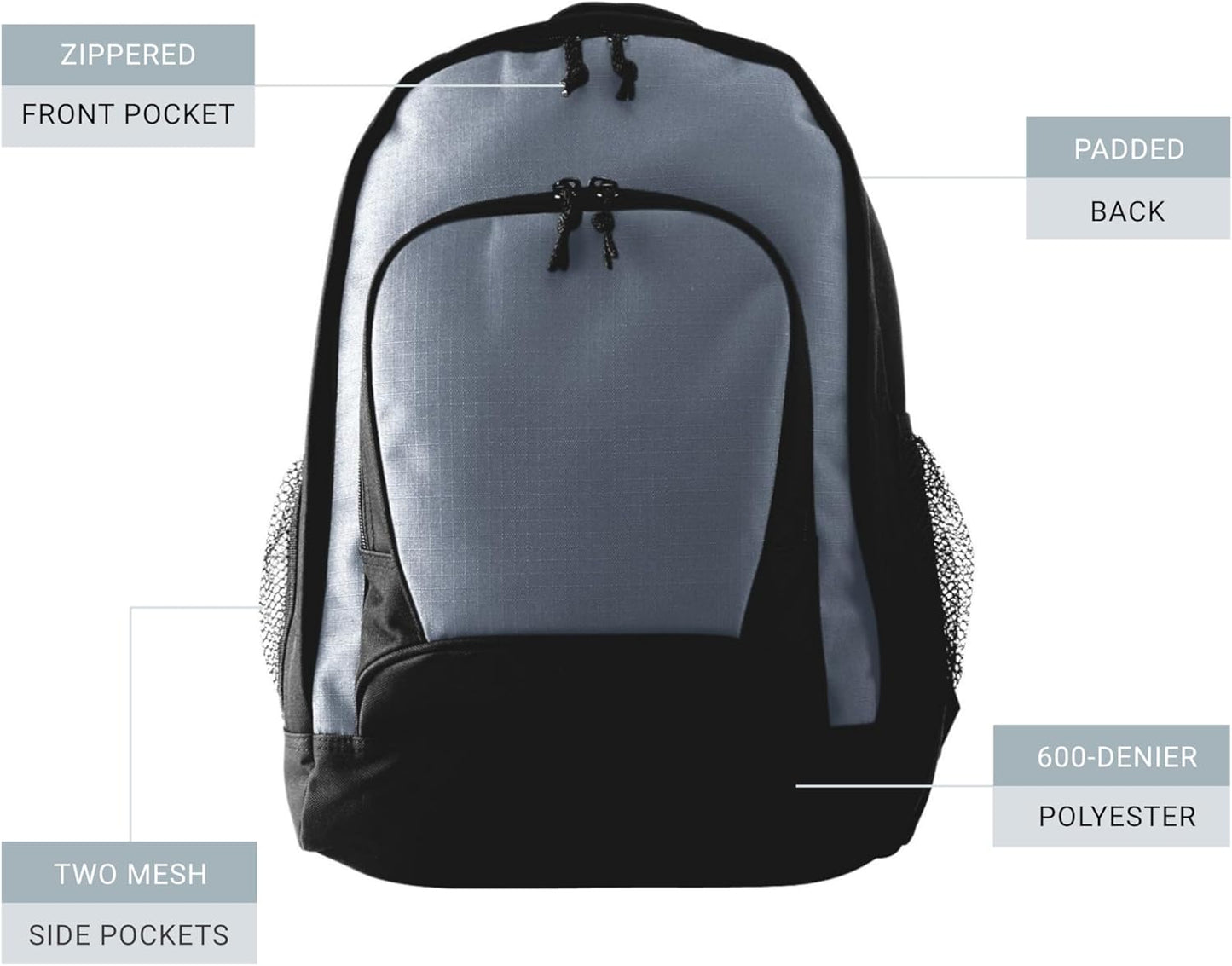 Augusta Sportswear Ripstop Backpack, One Size, Black/Black