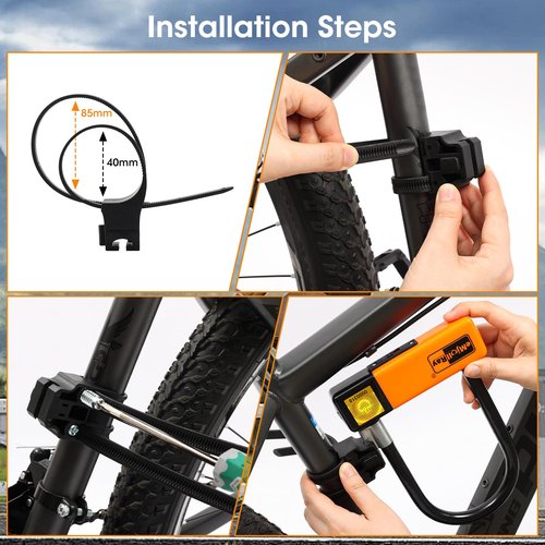 eMjollRay Heavy Duty ‌U Lock‌ for ‌Electric Scooter, Bicycle, Folding Bike‌ -‌10mm x 4ft Security Cable Lock‌ with ‌Keyed Lock & Keychain‌ -Durable Anti-Theft Protection‌ for ‌Outdoor Activities ‌