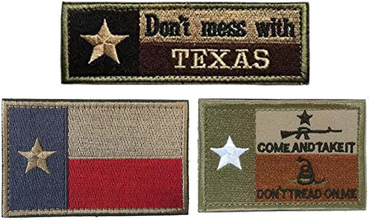 Texas State Flag Military Tactical Morale Desert Badge Hook & Loop Embroidery Patch for Hat Backpack Jacket (Texas State Flag - D)