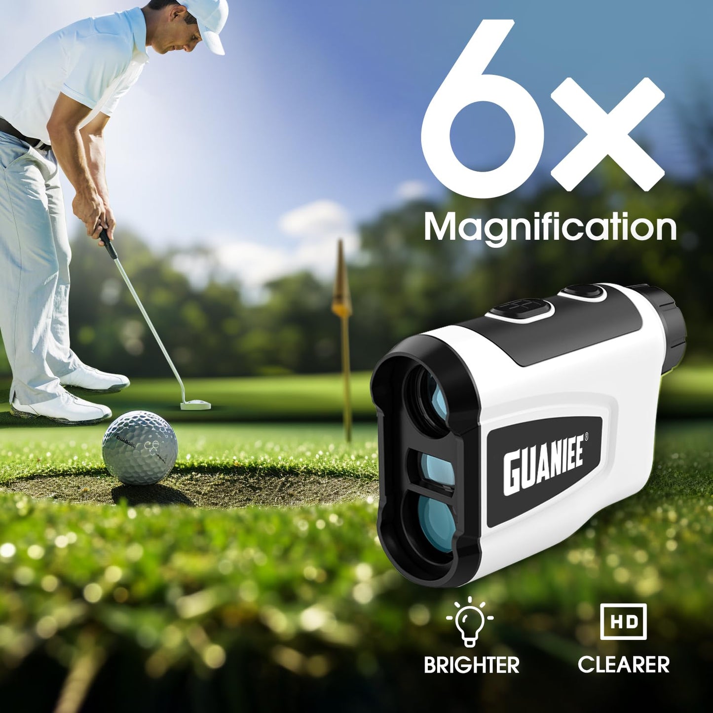 Golf Range Finder with Slope 600/1000YDS, 6X Magnification, 0.5 Yard Accuracy, Rechargeable Laser Range Finder Blue 600Y