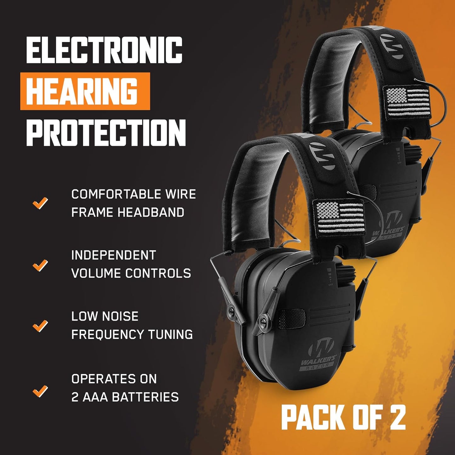 Walker's Razor Slim Shooter Electronic Hunting Folding Hearing Protection Earmuffs