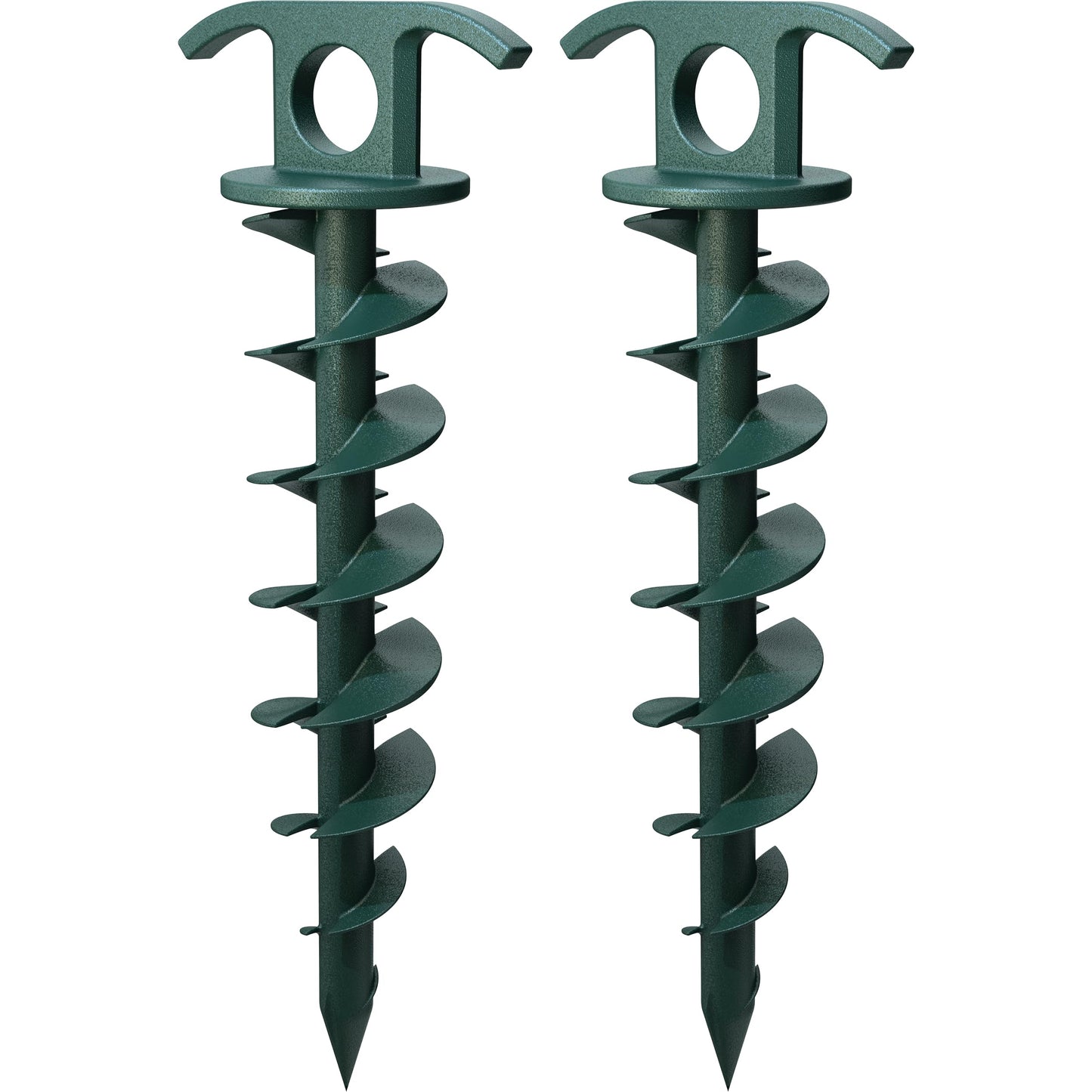 (2-Pack) Vortex 10" Ground Anchors, Screw-in Anchor for Yard, Tents, Tarps, 100 lb Pull Force, Green ANCPS10-HSG-L2