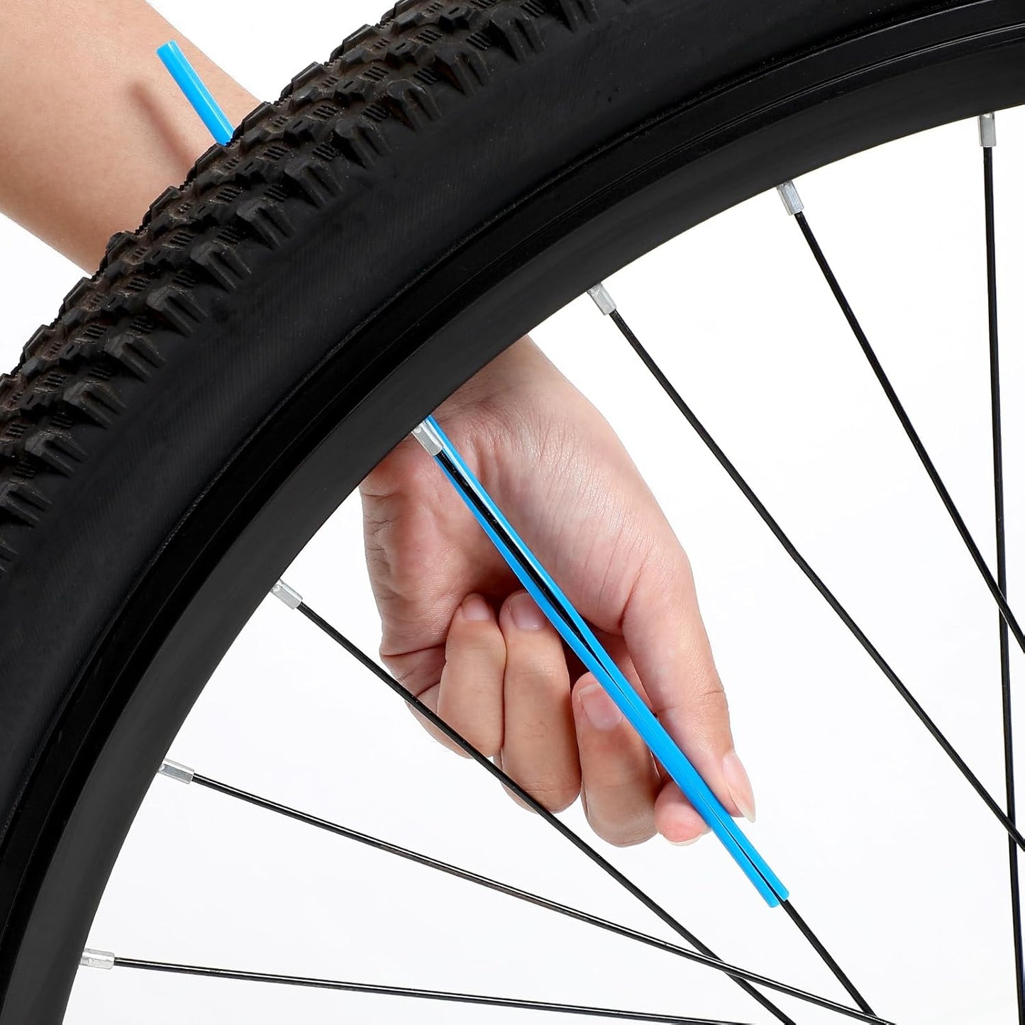 VORCOOL 75 Pcs Bike Spoke Covers, Motorcycle Motocross Dirt Bike Wheel Rim Spoke Wraps Protector Kit, Easy Install, Lightweight, Sky-Blue