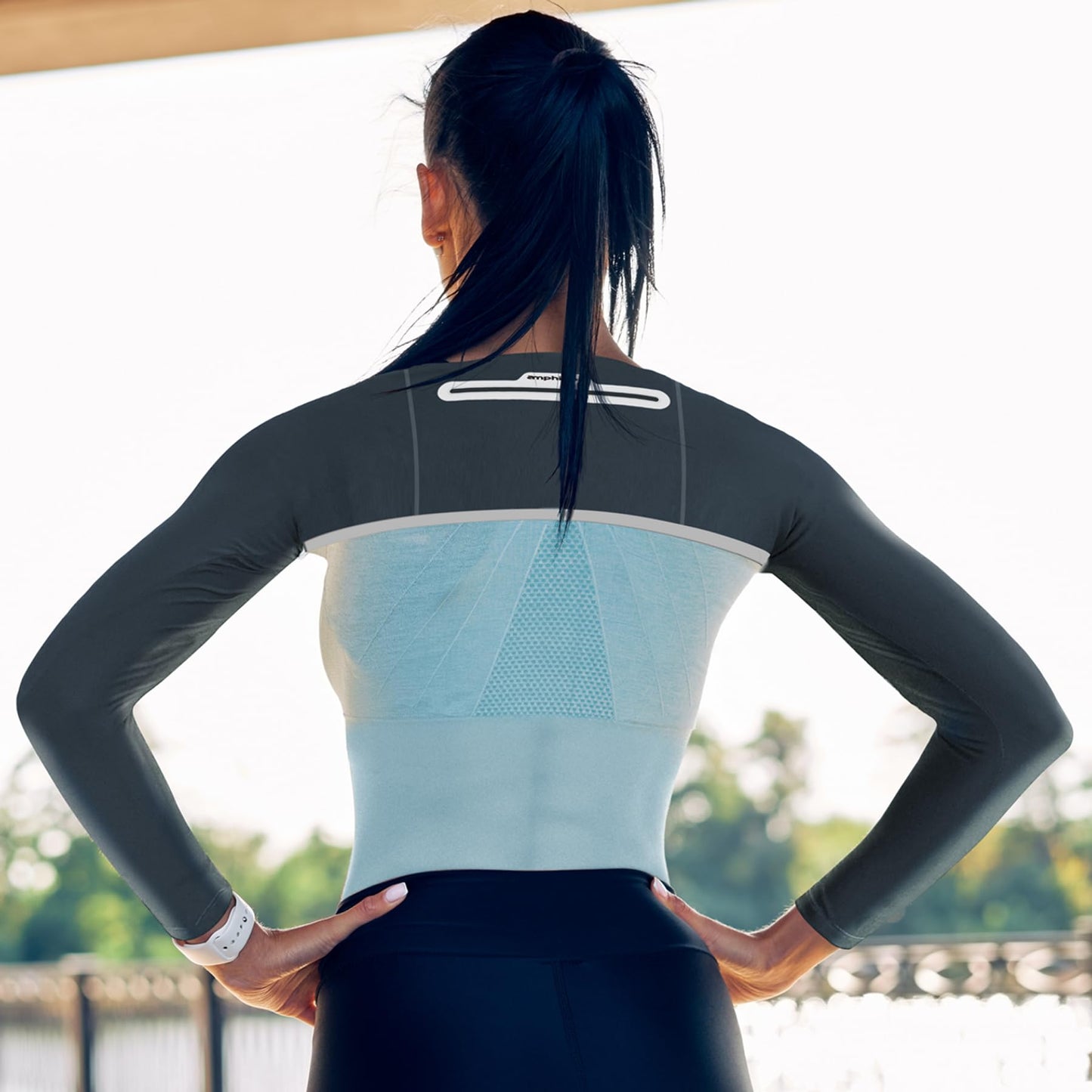 Amphipod Unisex ArmPod Run Sleeves, Reflective Runners’ Wearable Storage for Running, Jogging & Training - Charcoal/Silver - (L/XL)