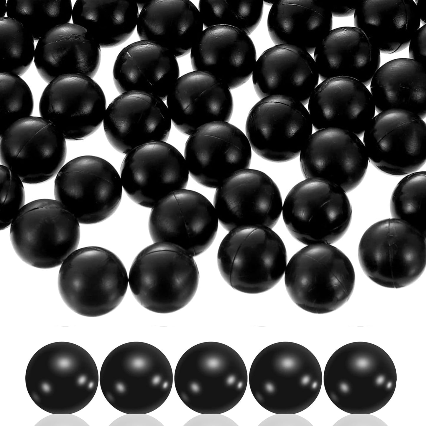 500 X .50 Cal Rubber Balls, Reusable Paintballs for Self Defence, Less Lethal Shooting Training Practice Solid Balls 0.50 Calibre, Black (500 pcs)
