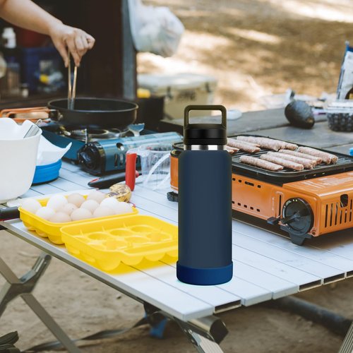 Linkidea Water Bottle Boot Compatible with YETI Rambler Bottle 36oz, Silicone Anti-Slip Water Bottle Bottom Sleeve Cover Protector, Bottle Bumper (Navy Blue / 2 Pack)