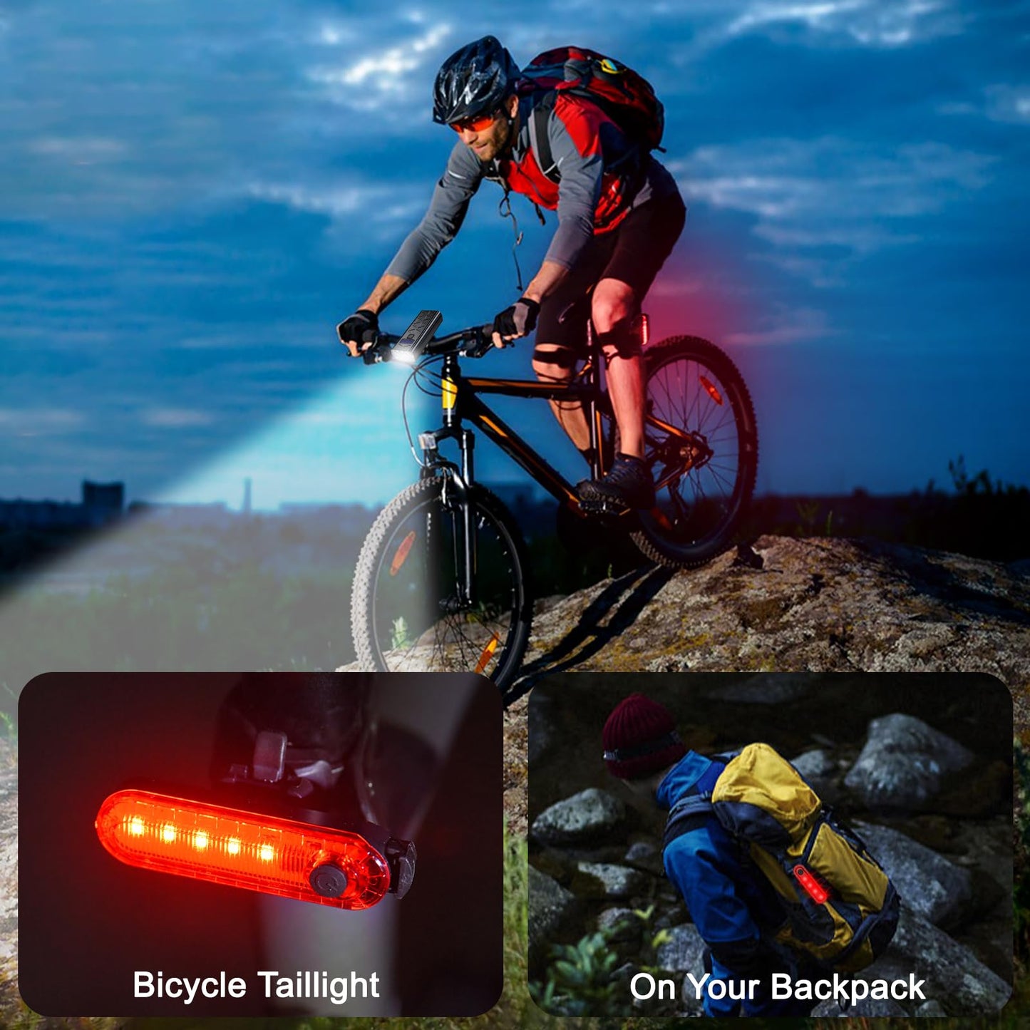3600 Lumens Bike Lights, 8* LED Bike Light, 9600 mAh USB-C Rechargeable Bicycle Headlight with 5＋4 Light Modes, IPX6 Waterproof Bicycle Lights for Mountain Road Cycling Commuting Night Safety