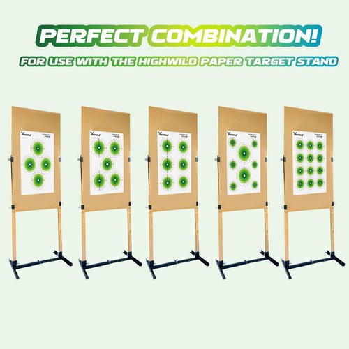 Highwild 12X18 Inch Bullseye Paper Target for Shooting Range Training - 5 Unique Patterns, Suitable for Pistols, Rifles, Airguns - Practice and Improve Your Aim (50)