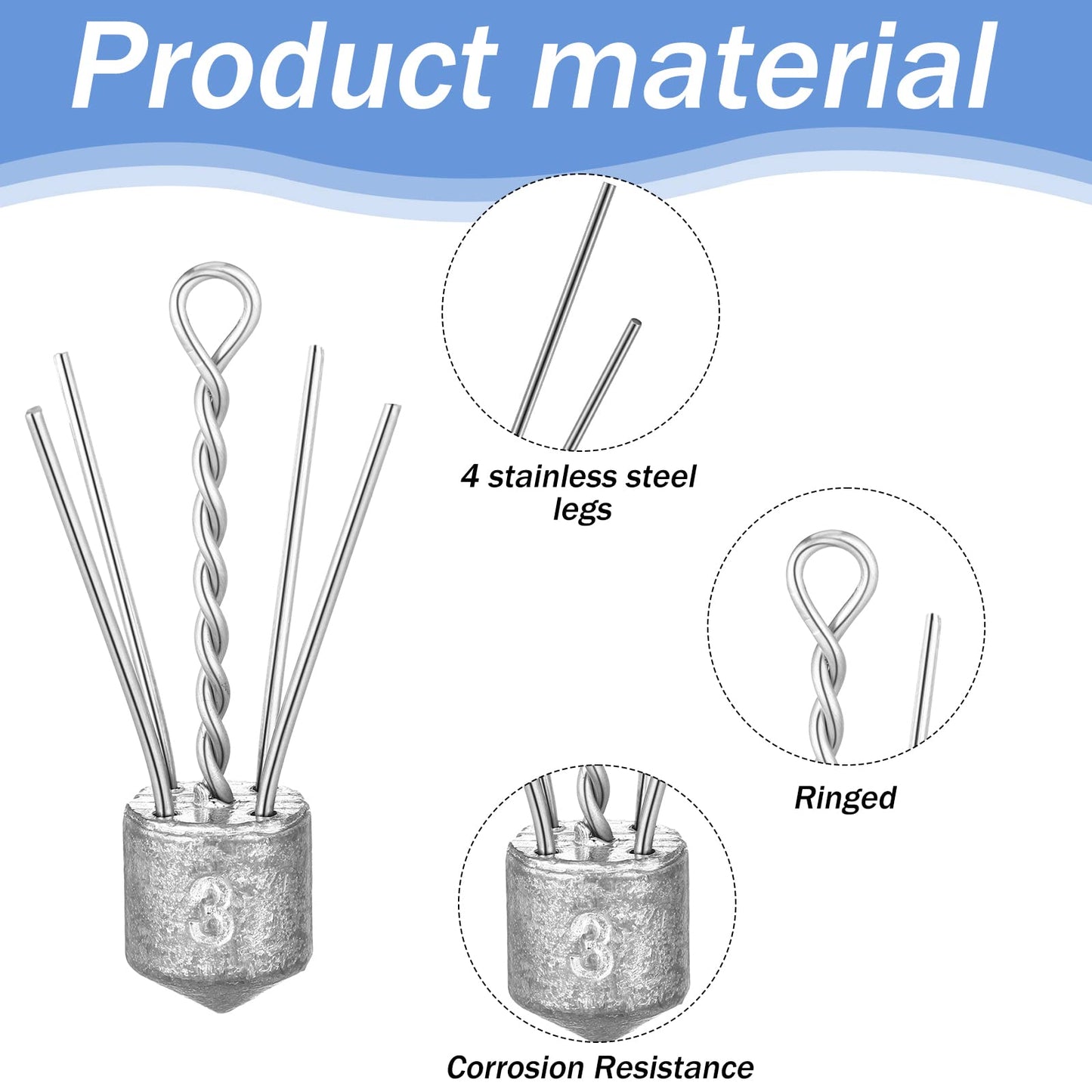 Jenaai Sputnik Sinker Long Tail Surf Fishing Weights Spider Weights for Saltwater Equipment Fishing Ocean Beach Casting Fishing Bottom Holder, Silver (1 Oz-8 oz,7 Pcs)