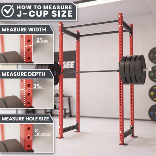 Synergee Power and Squat Rack Attachment 2x3 J-Cups Designed for 5/8” Hole. J-Hook for Power Lifting, Squats and Presses. Sold in Pairs.