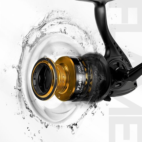 Piscifun Flame Spinning Reels, Lightweight 9+1BB Ultra Smooth Spinning Fishing Reels, Carbon Fiber 19.8Lbs Max Drag, 1000, Gold