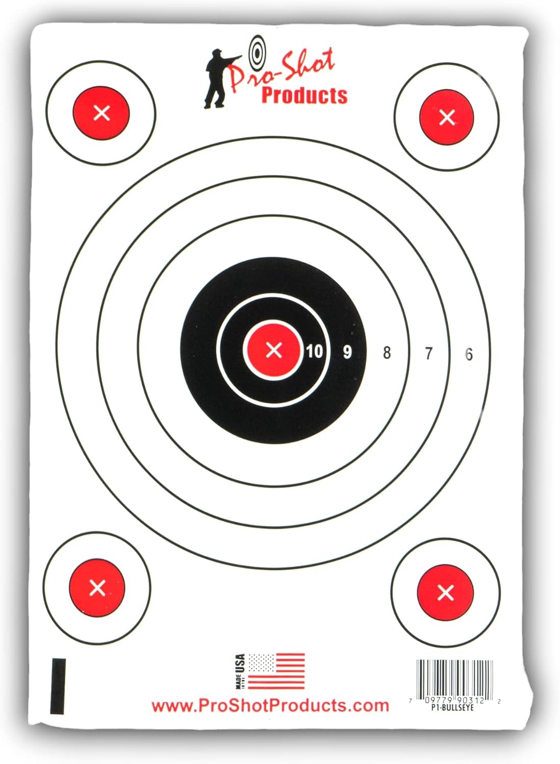 Pro-Shot Products 5 Bullseye Target with Adhesive Backing (6 Pack), 9" x 13