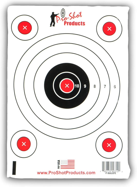 Pro-Shot Products 5 Bullseye Target with Adhesive Backing (6 Pack), 9" x 13