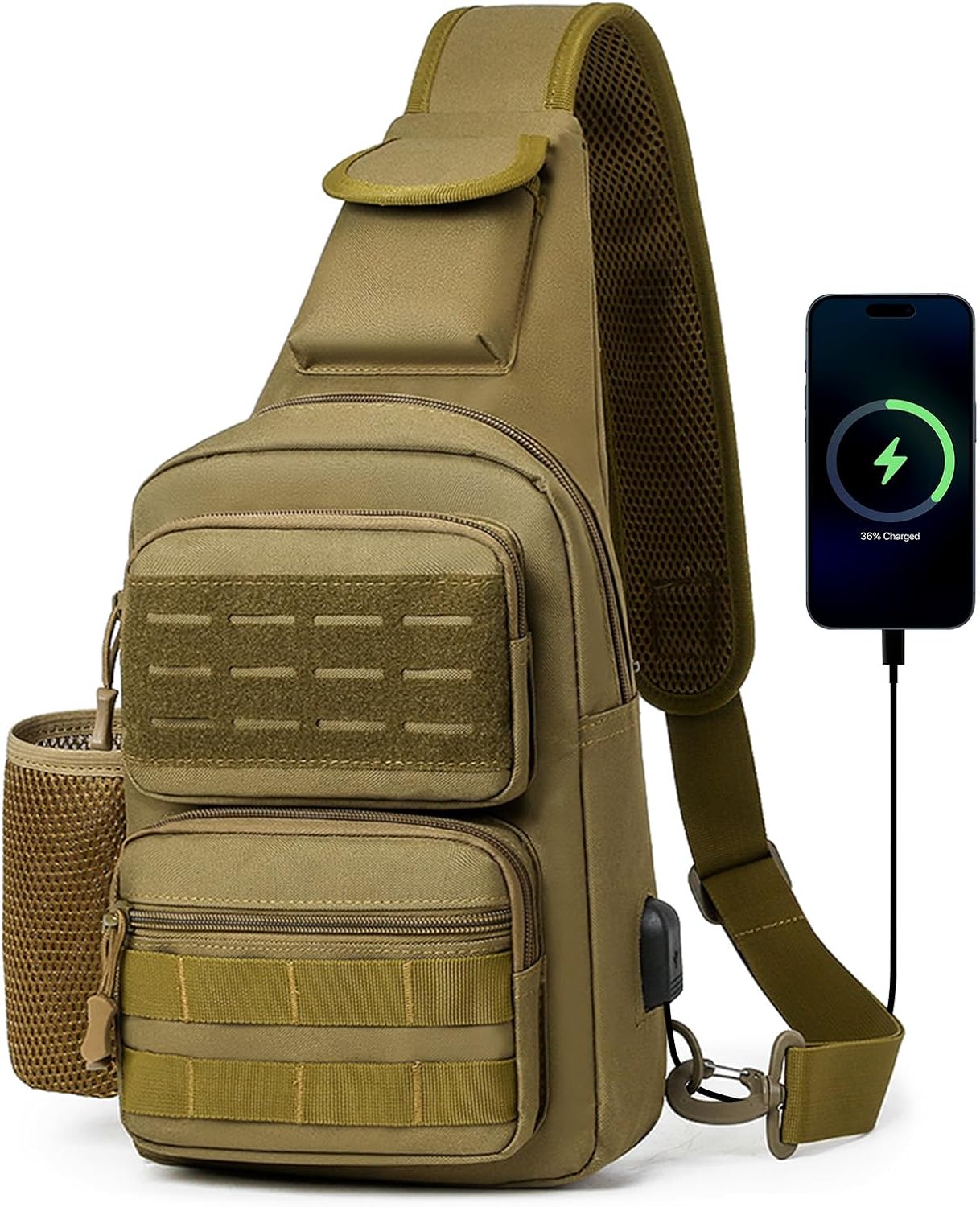 HUNTVP Small Tactical Sling Chest Pack Bag Molle Daypack Backpack Military Crossbody，Type1- ACU Camouflage