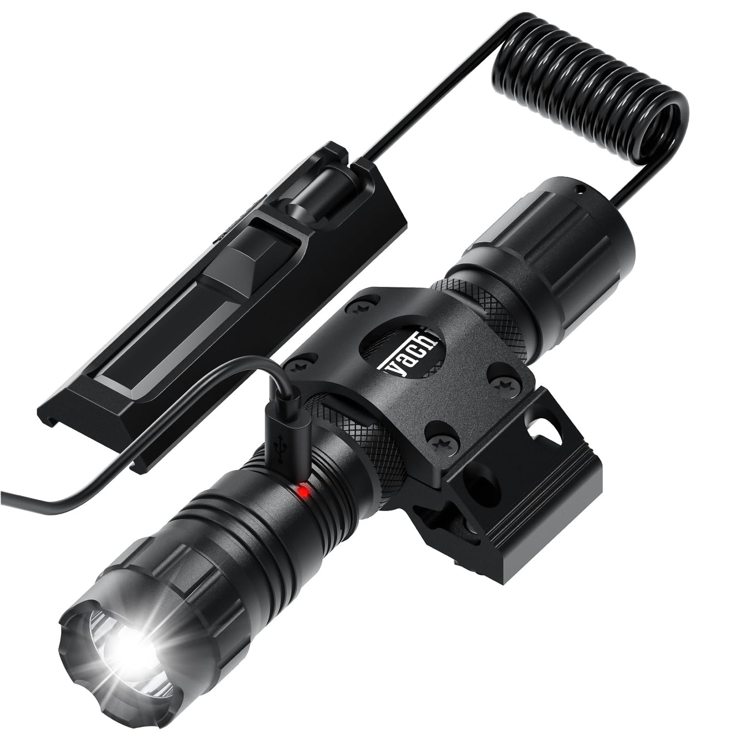 Feyachi Rechargeable Flashlight 1500 Lumens, Tactical Light with Strobe, IPX7 Waterproof, Pressure Switch, M-Lock Mount (Type-C Charging, 4 Modes)